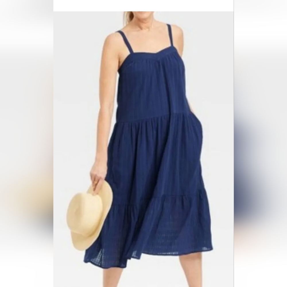 Knox Rose Navy Blue Tiered Sundress Size 4X New